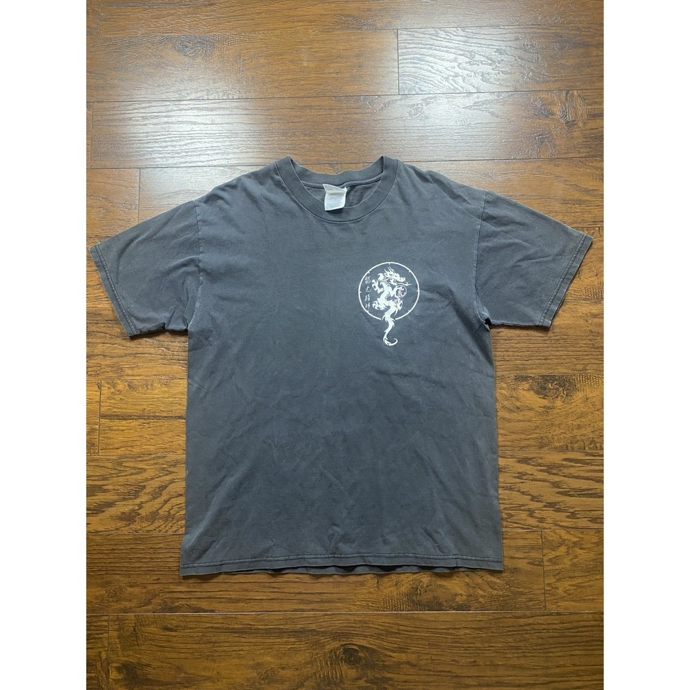 Vintage Hanes Beefy-T Dragon‎ Graphic T-Shirt Faded Black Mens Large Cotton Tee